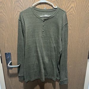 Olive Green Sonoma Goods For Life Textured Henley Long Sleeve Shirt Size Large